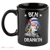 Ben Drankin 4th Of July Benjamin Franklin Usa Flag 11oz C Handle Ceramic Mug