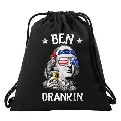 Ben Drankin 4th Of July Benjamin Franklin Usa Flag Drawstring Bag