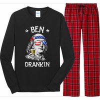 Ben Drankin 4th Of July Benjamin Franklin Usa Flag Long Sleeve Pajama Set