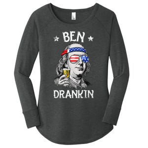 Ben Drankin 4th Of July Benjamin Franklin Usa Flag Women's Perfect Tri Tunic Long Sleeve Shirt