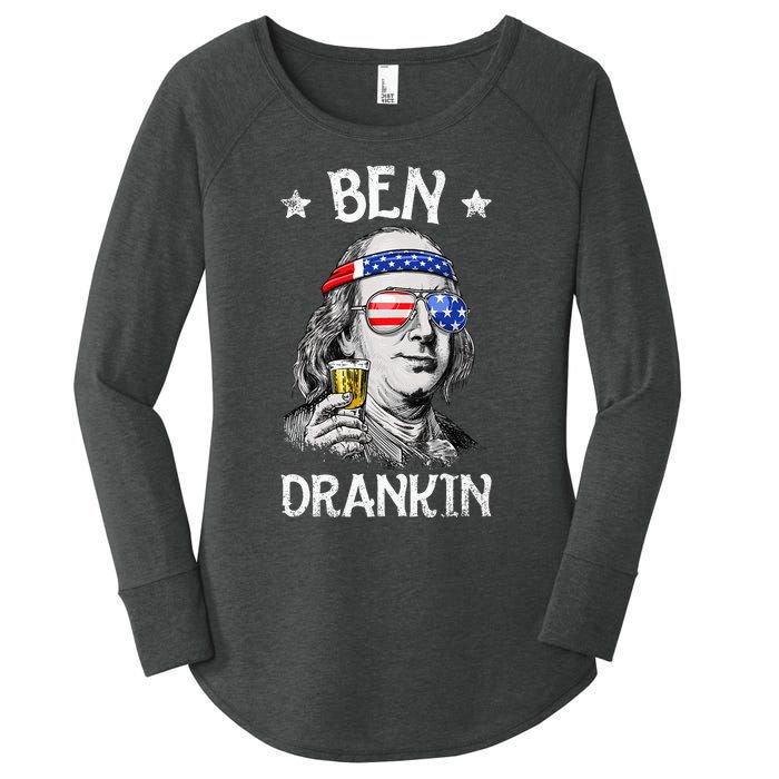 Ben Drankin 4th Of July Benjamin Franklin Usa Flag Women's Perfect Tri Tunic Long Sleeve Shirt