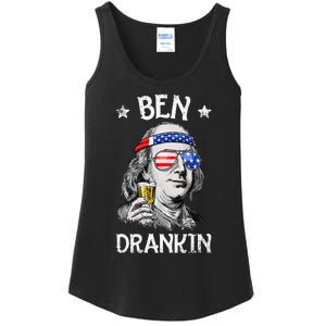 Ben Drankin 4th Of July Benjamin Franklin Usa Flag Ladies Essential Tank