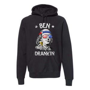 Ben Drankin 4th Of July Benjamin Franklin Usa Flag Premium Hoodie