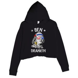 Ben Drankin 4th Of July Benjamin Franklin Usa Flag Crop Fleece Hoodie