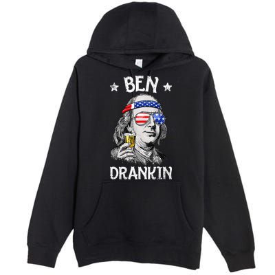 Ben Drankin 4th Of July Benjamin Franklin Usa Flag Premium Pullover Hoodie