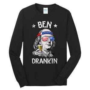 Ben Drankin 4th Of July Benjamin Franklin Usa Flag Tall Long Sleeve T-Shirt