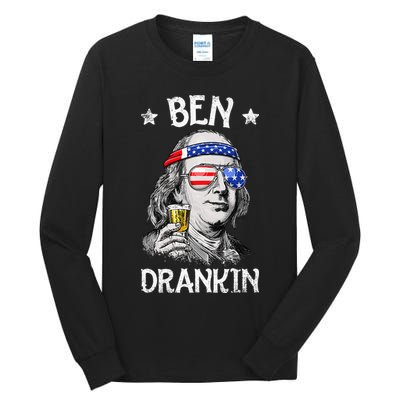 Ben Drankin 4th Of July Benjamin Franklin Usa Flag Tall Long Sleeve T-Shirt
