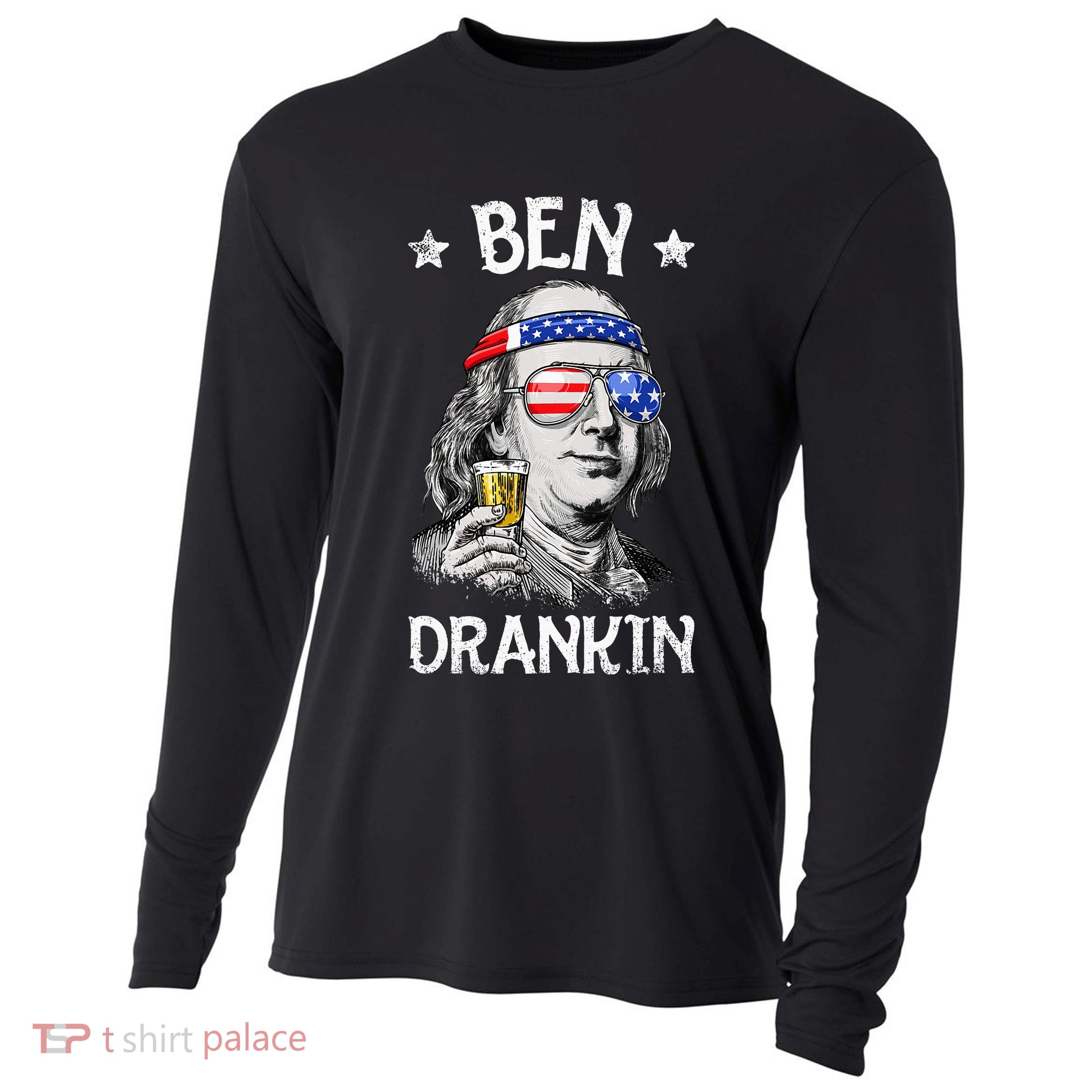 Ben Drankin 4th Of July Benjamin Franklin Usa Flag Cooling Performance Long Sleeve Crew