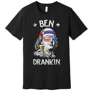 Ben Drankin 4th Of July Benjamin Franklin Usa Flag Premium T-Shirt