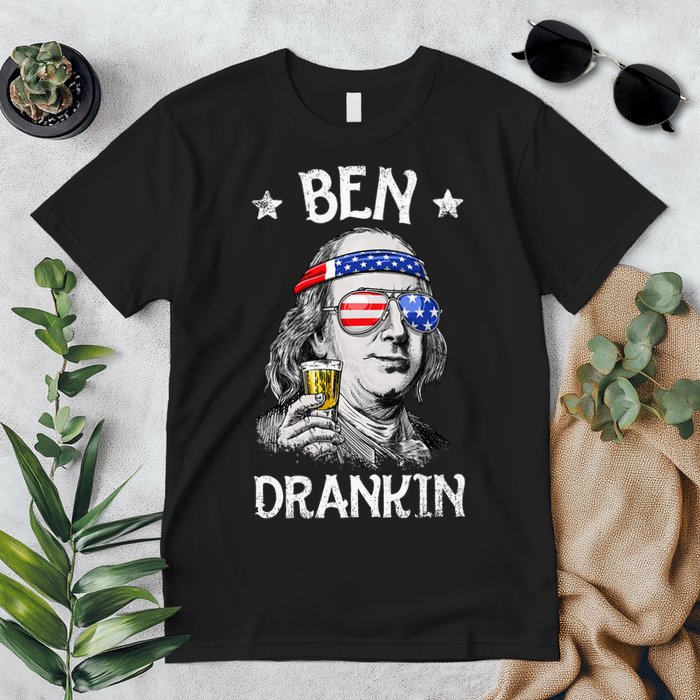 Ben Drankin 4th Of July Benjamin Franklin Usa Flag Premium T-Shirt