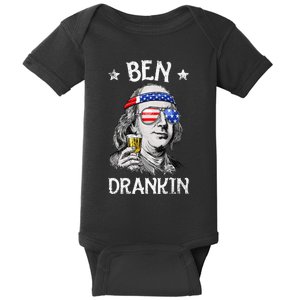 Ben Drankin 4th Of July Benjamin Franklin Usa Flag Baby Bodysuit