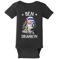 Ben Drankin 4th Of July Benjamin Franklin Usa Flag Baby Bodysuit