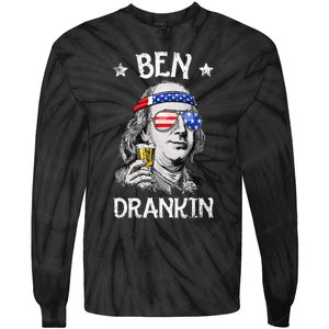 Ben Drankin 4th Of July Benjamin Franklin Usa Flag Tie-Dye Long Sleeve Shirt