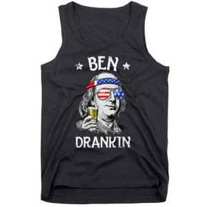 Ben Drankin 4th Of July Benjamin Franklin Usa Flag Tank Top