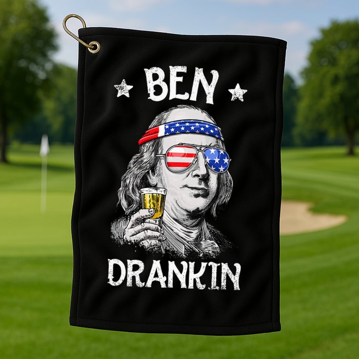 Ben Drankin 4th Of July Benjamin Franklin Usa Flag Golf Towel