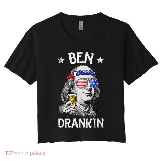 Ben Drankin 4th Of July Benjamin Franklin Usa Flag Crop Top