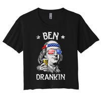 Ben Drankin 4th Of July Benjamin Franklin Usa Flag Women's Crop Top Tee