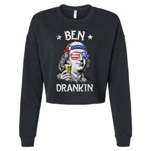 Ben Drankin 4th Of July Benjamin Franklin Usa Flag Cropped Pullover Crew