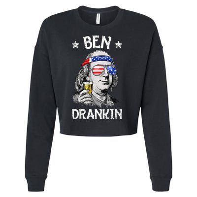 Ben Drankin 4th Of July Benjamin Franklin Usa Flag Cropped Pullover Crew