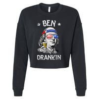 Ben Drankin 4th Of July Benjamin Franklin Usa Flag Cropped Pullover Crew