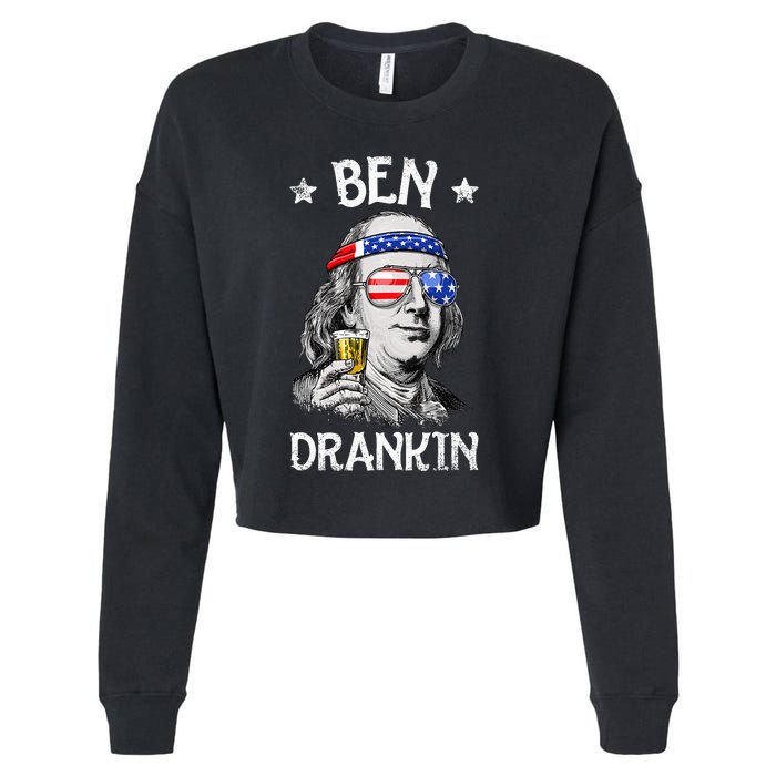 Ben Drankin 4th Of July Benjamin Franklin Usa Flag Cropped Pullover Crew