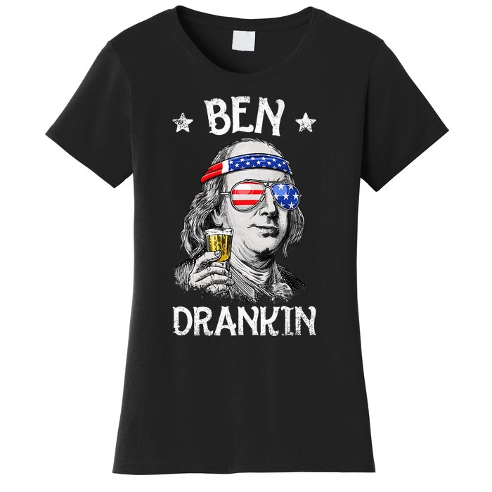 Ben Drankin 4th Of July Benjamin Franklin Usa Flag Women's T-Shirt