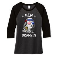 Ben Drankin 4th Of July Benjamin Franklin Usa Flag Women's Tri-Blend 3/4-Sleeve Raglan Shirt