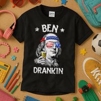 Ben Drankin 4th Of July Benjamin Franklin Usa Flag Kids T-Shirt