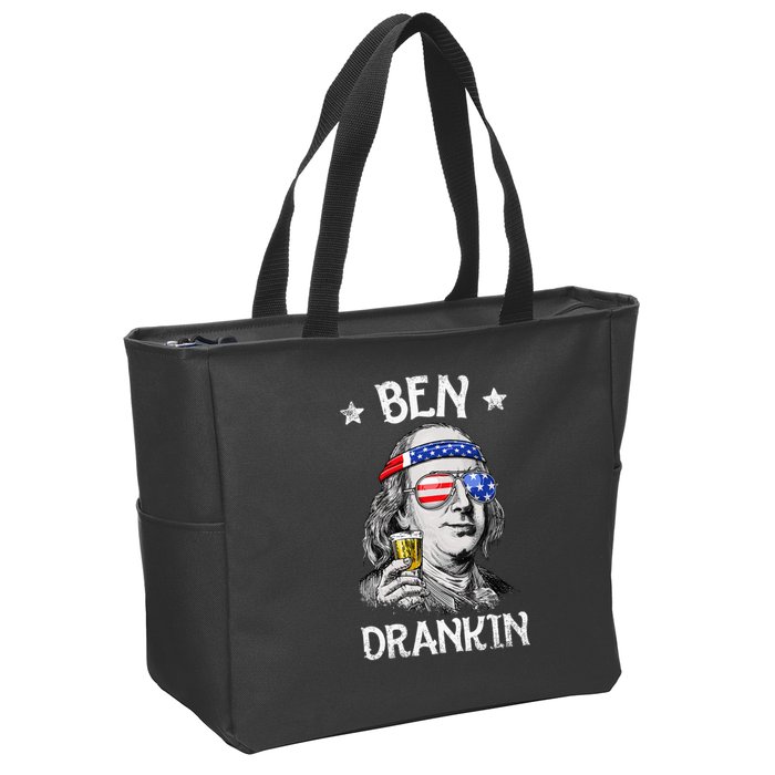 Ben Drankin 4th Of July Benjamin Franklin Usa Flag Zip Tote Bag