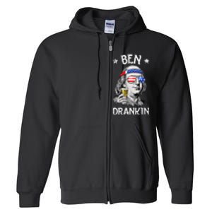 Ben Drankin 4th Of July Benjamin Franklin Usa Flag Full Zip Hoodie