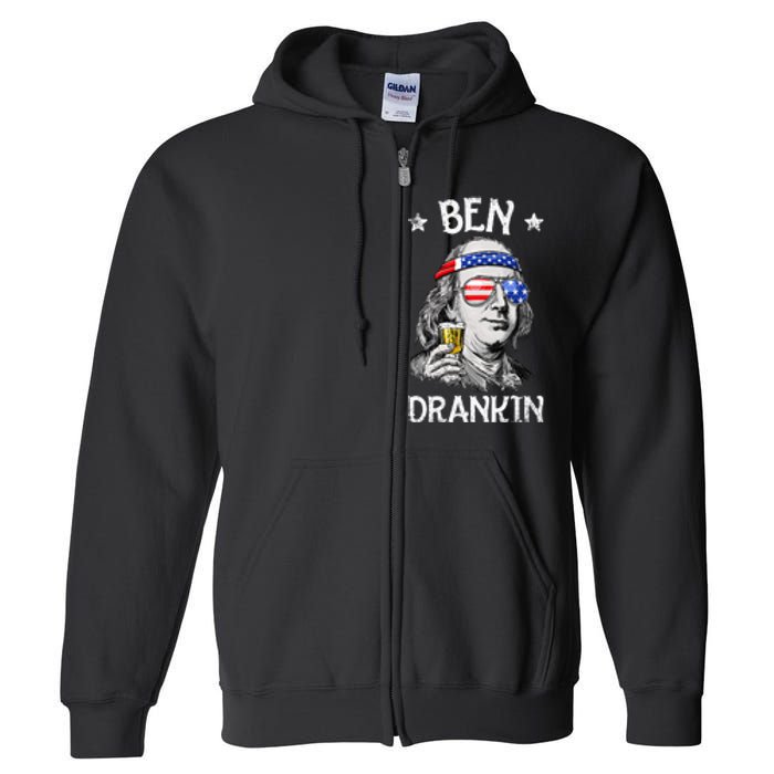 Ben Drankin 4th Of July Benjamin Franklin Usa Flag Full Zip Hoodie