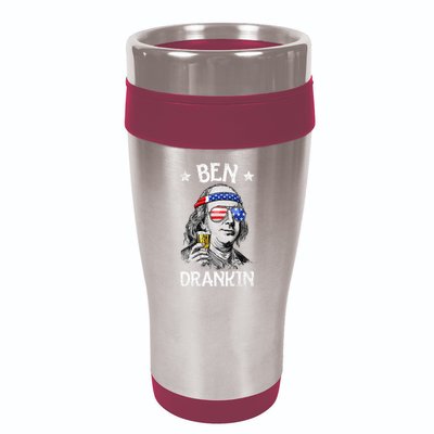 Ben Drankin 4th Of July Benjamin Franklin Usa Flag 16oz Travel Tumbler