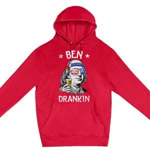 Ben Drankin 4th Of July Benjamin Franklin Usa Flag Premium Pullover Hoodie