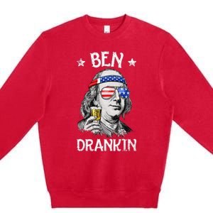 Ben Drankin 4th Of July Benjamin Franklin Usa Flag Premium Crewneck Sweatshirt