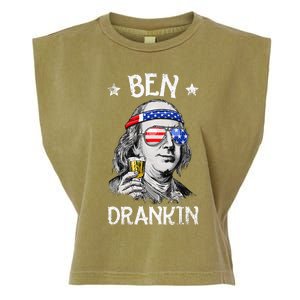 Ben Drankin 4th Of July Benjamin Franklin Usa Flag Garment-Dyed Women's Muscle Tee