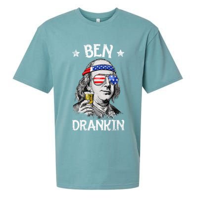 Ben Drankin 4th Of July Benjamin Franklin Usa Flag Sueded Cloud Jersey T-Shirt