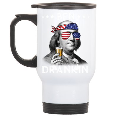 Ben Drankin 4th Of July Gift American Flag Bandana Cool Gift Stainless Steel Travel Mug