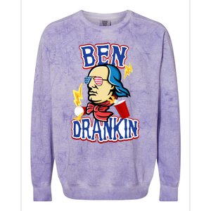 Ben Drankin 4th Of July Funny Beer Ing Beer Pong Top Funny Gift Colorblast Crewneck Sweatshirt