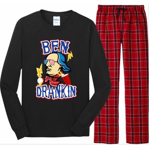 Ben Drankin 4th Of July Funny Beer Ing Beer Pong Top Funny Gift Long Sleeve Pajama Set