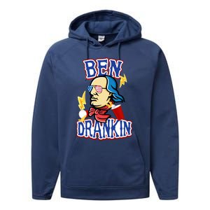 Ben Drankin 4th Of July Funny Beer Ing Beer Pong Top Funny Gift Performance Fleece Hoodie