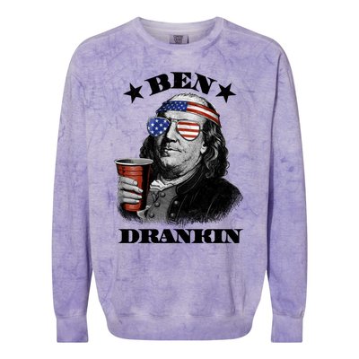 Ben Drankin 4th Of July Funny Usa Franklin Ing Gift Colorblast Crewneck Sweatshirt