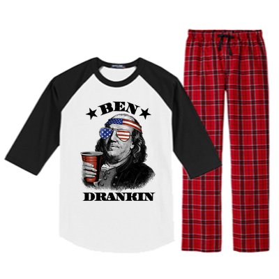 Ben Drankin 4th Of July Funny Usa Franklin Ing Gift Raglan Sleeve Pajama Set