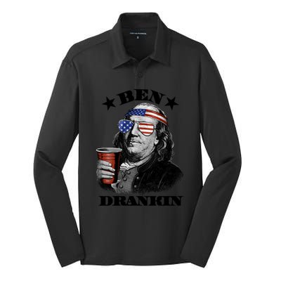 Ben Drankin 4th Of July Funny Usa Franklin Ing Gift Silk Touch Performance Long Sleeve Polo