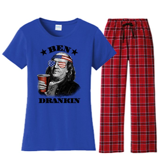 Ben Drankin 4th Of July Funny Usa Franklin Ing Gift Women's Flannel Pajama Set