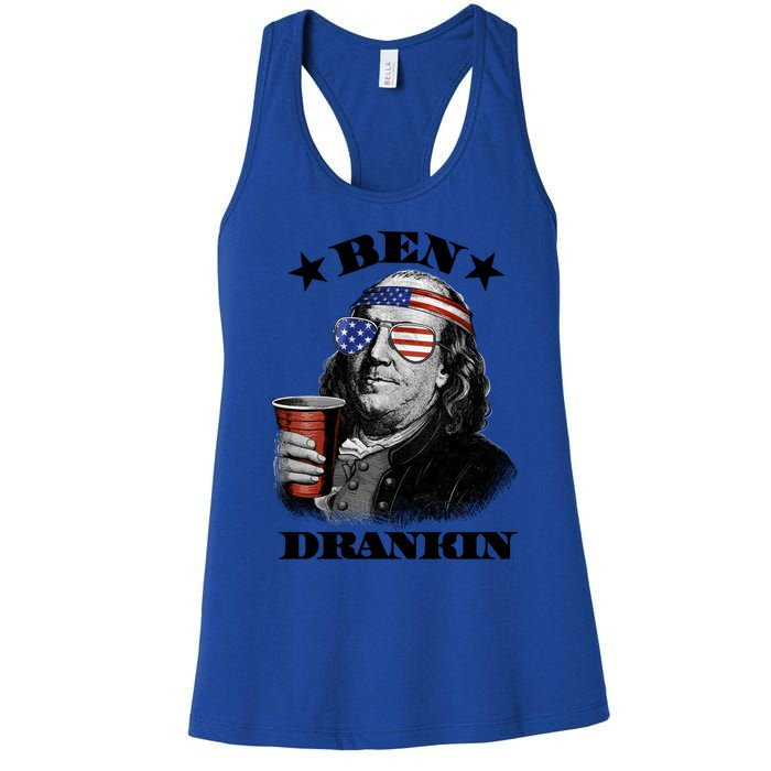 Ben Drankin 4th Of July Funny Usa Franklin Ing Gift Women's Racerback Tank