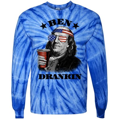 Ben Drankin 4th Of July Funny Usa Franklin Ing Gift Tie-Dye Long Sleeve Shirt