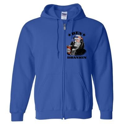 Ben Drankin 4th Of July Funny Usa Franklin Ing Gift Full Zip Hoodie