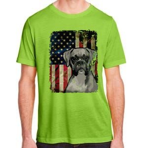 Boxer Dog 4th Of July American Flag Patriotic Adult ChromaSoft Performance T-Shirt