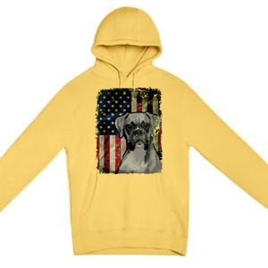 Boxer Dog 4th Of July American Flag Patriotic Premium Pullover Hoodie