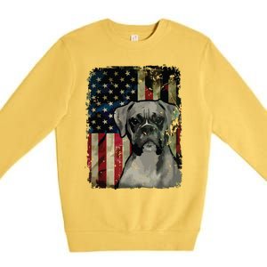 Boxer Dog 4th Of July American Flag Patriotic Premium Crewneck Sweatshirt